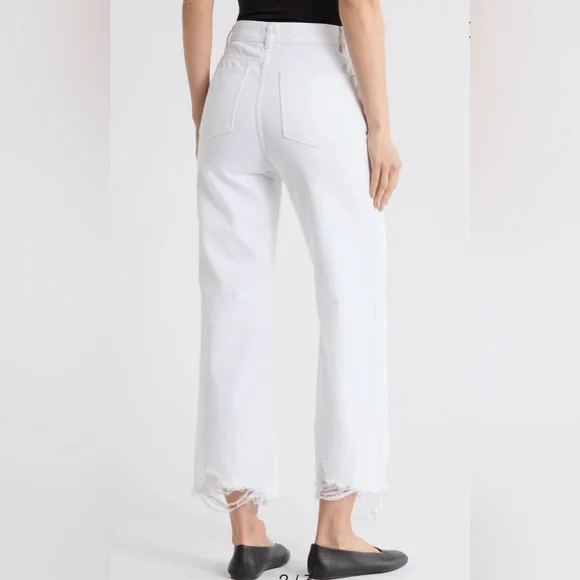 DL1961 Hepburn High Waist Raw Hem Wide Leg Jeans Size 30 - Picture 2 of 13